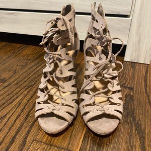 Suede lace up booties